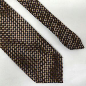 TINO COSMA ITALY WOOL CASHMERE BLEND TIE BLUE GOLD FOULARD 3.5"